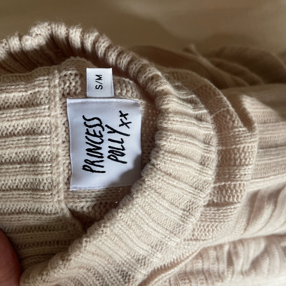 Princess Polly Oversize Beige/Pink Sweater - Picture 3 of 4